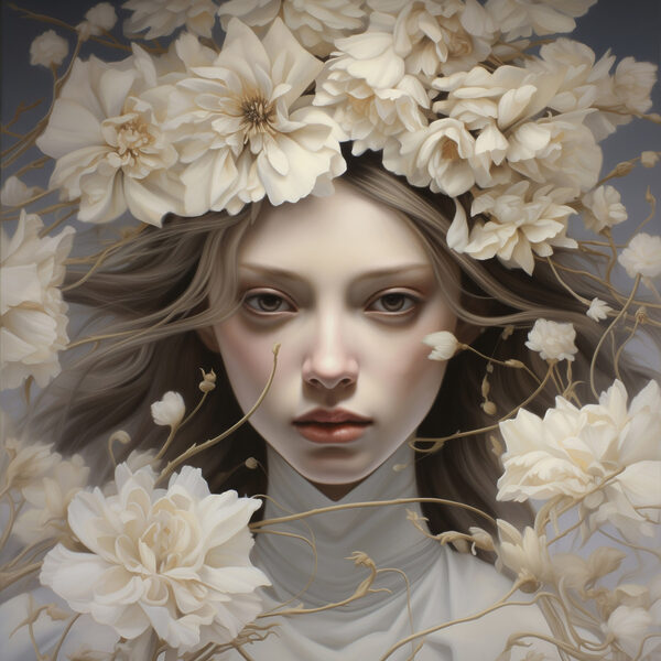 Femme avec des fleurs dans les cheveux Femme avec des fleurs dans les cheveux
