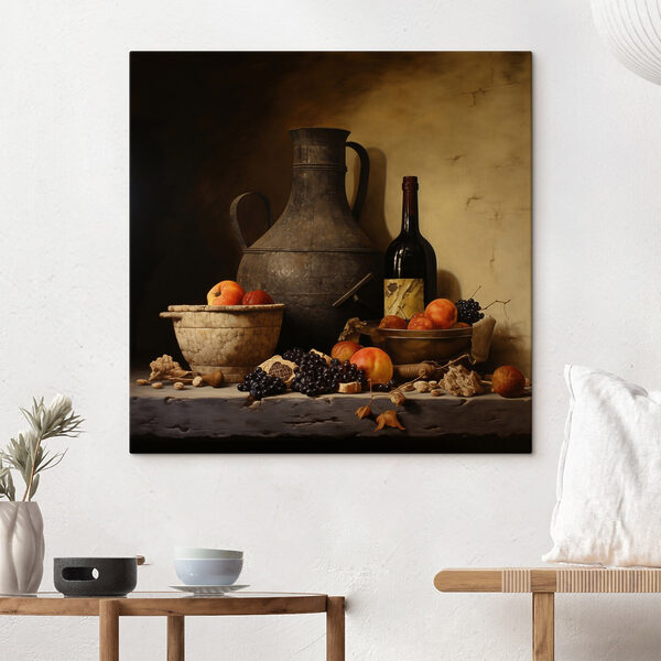 Nature morte avec des fruits et une bouteille Nature morte avec des fruits et une bouteille