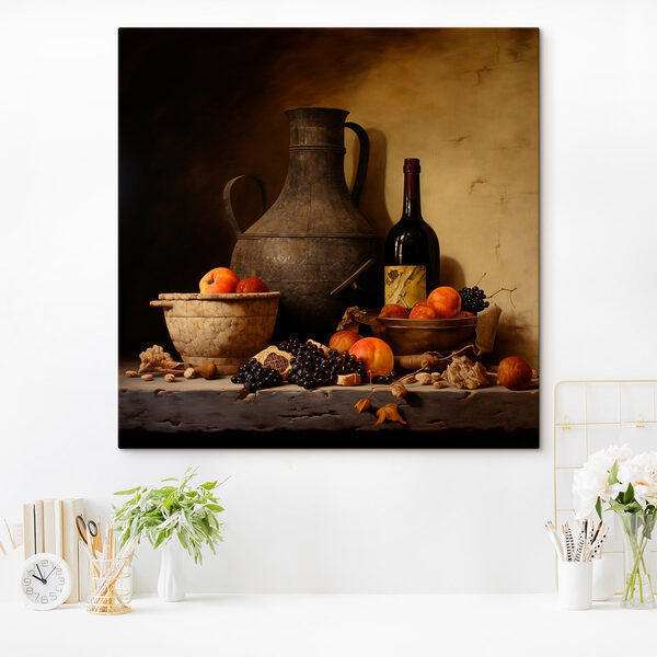 Nature morte avec des fruits et une bouteille Nature morte avec des fruits et une bouteille