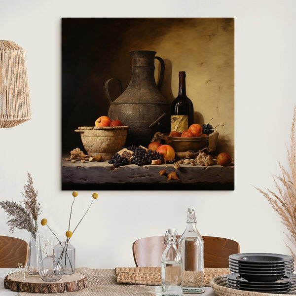 Nature morte avec des fruits et une bouteille Nature morte avec des fruits et une bouteille