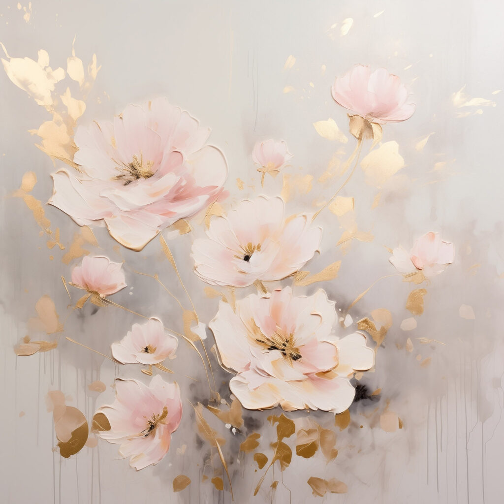 Painting of flowers on a white surface Painting of flowers on a white surface