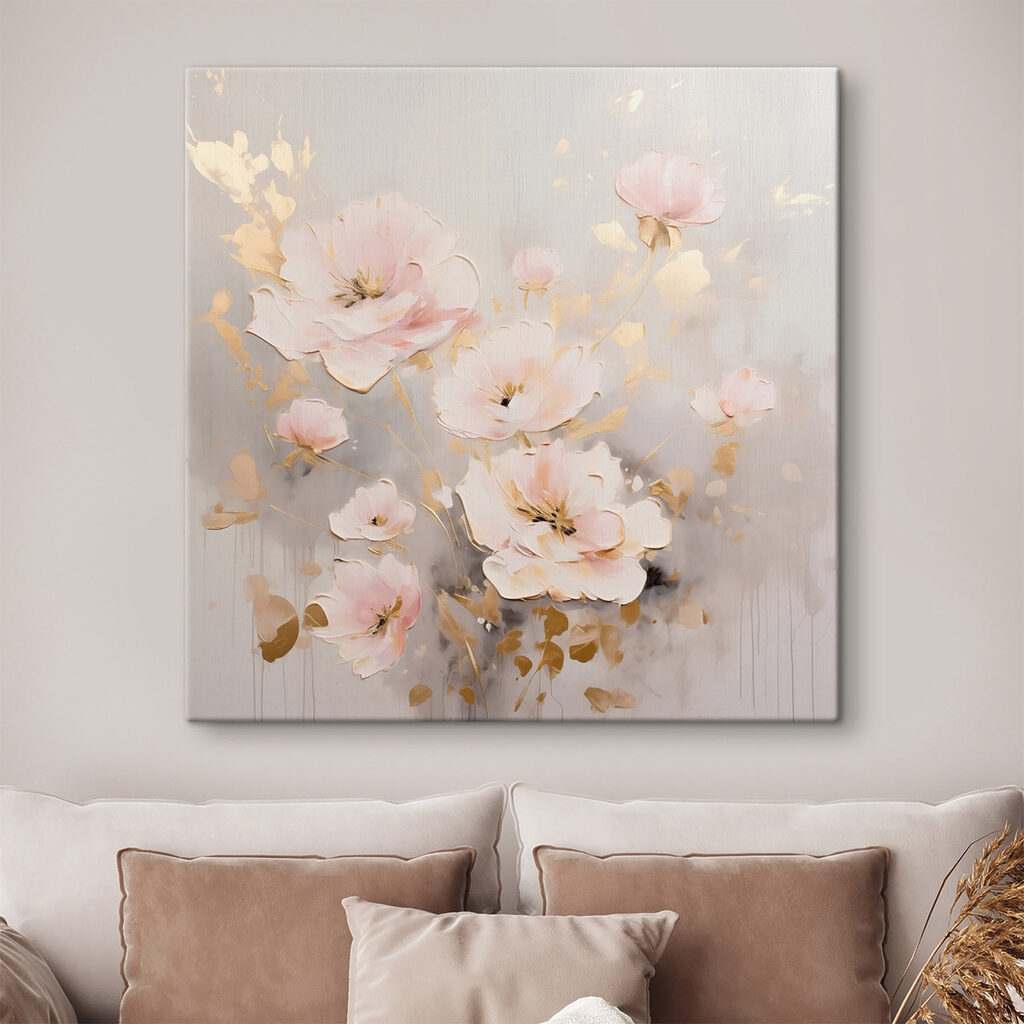 Painting of flowers on a white surface Painting of flowers on a white surface