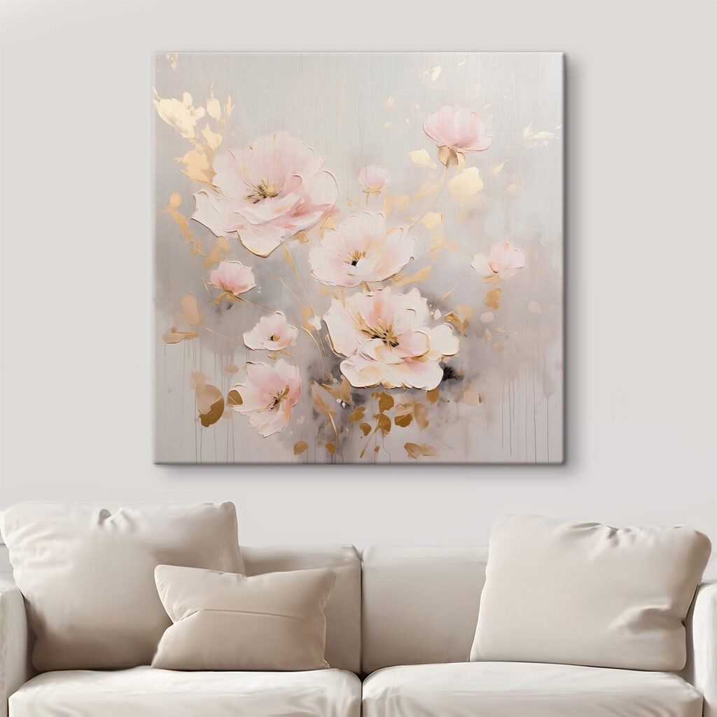 Painting of flowers on a white surface Painting of flowers on a white surface