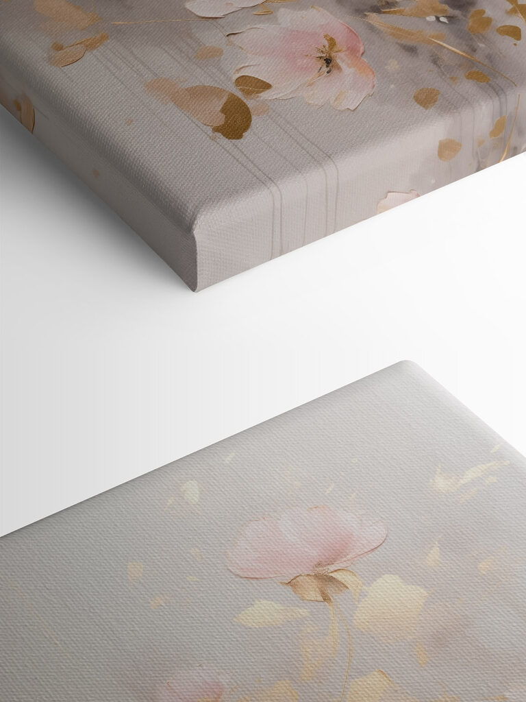 Painting of flowers on a white surface Painting of flowers on a white surface