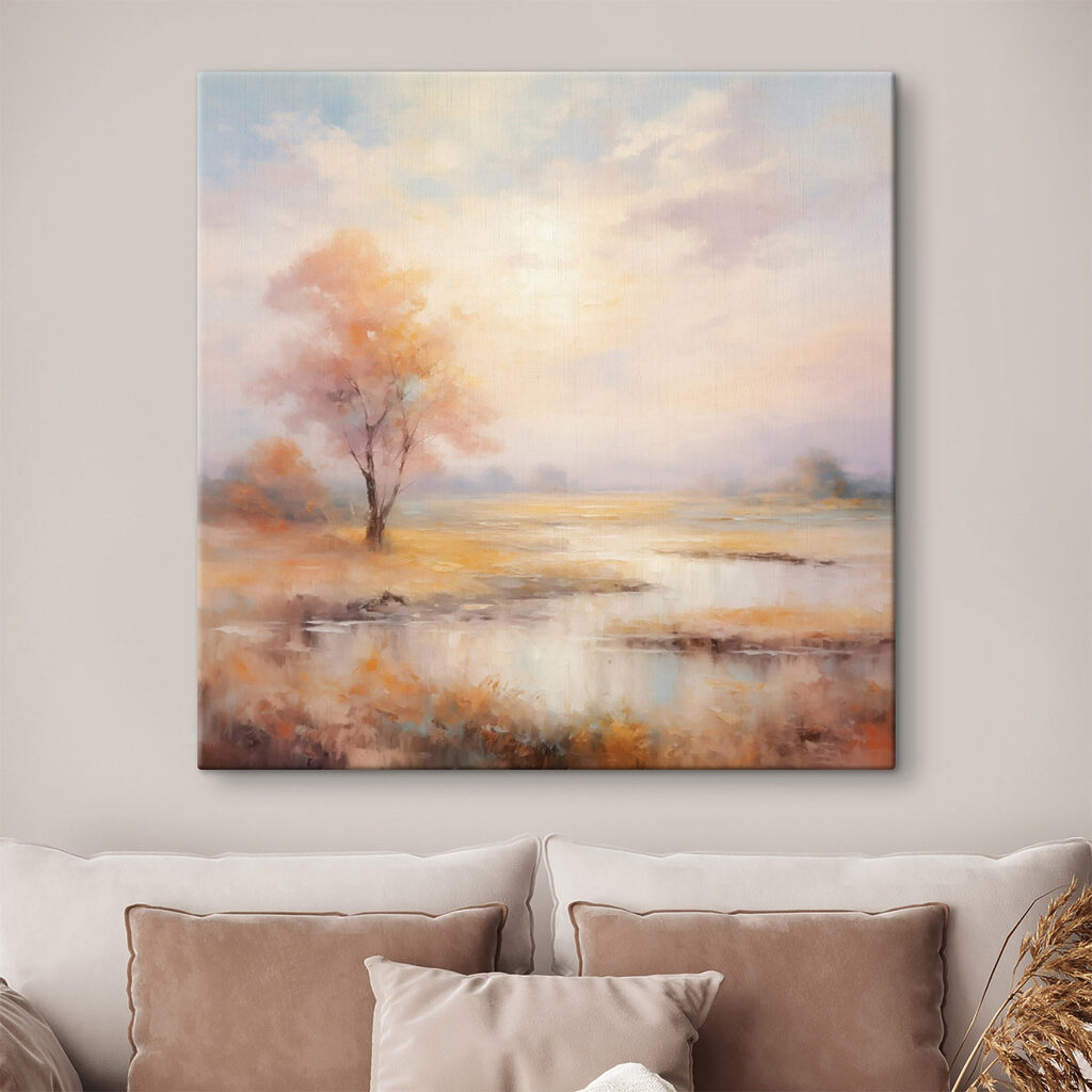 Painting of a tree in a marsh Painting of a tree in a marsh