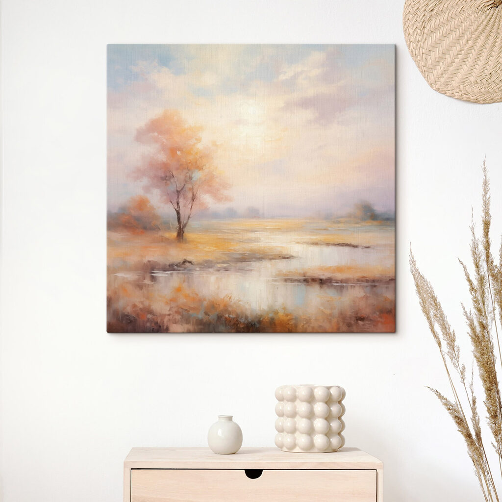 Painting of a tree in a marsh Painting of a tree in a marsh