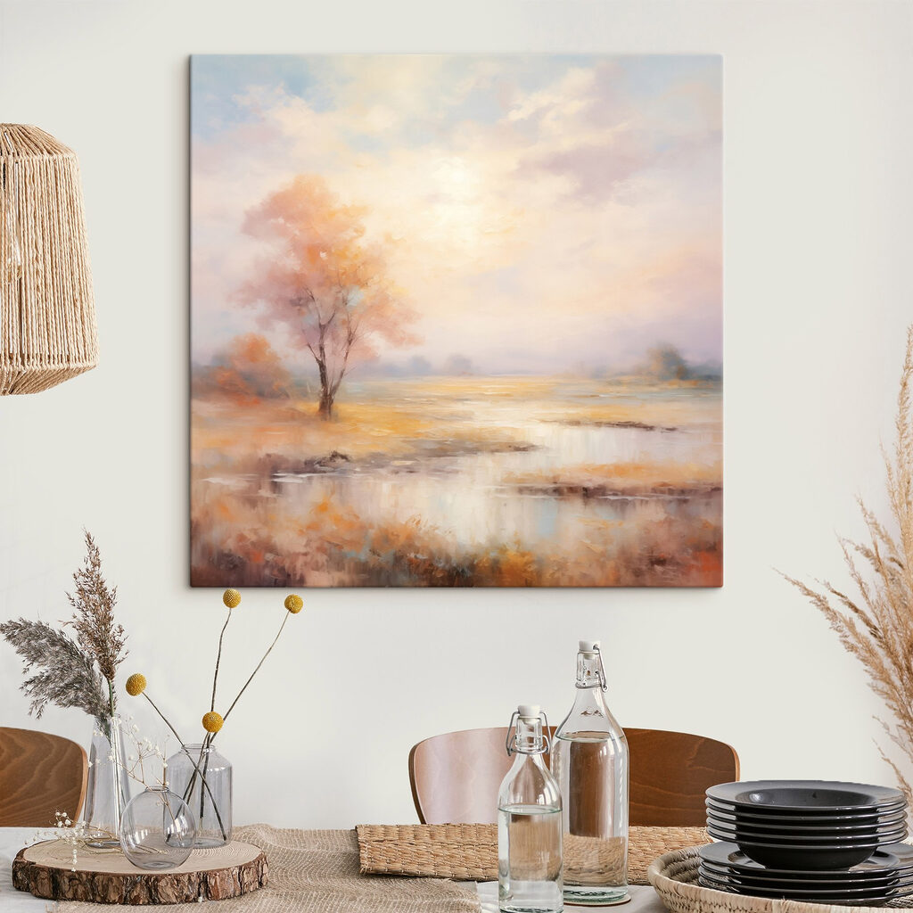 Painting of a tree in a marsh Painting of a tree in a marsh