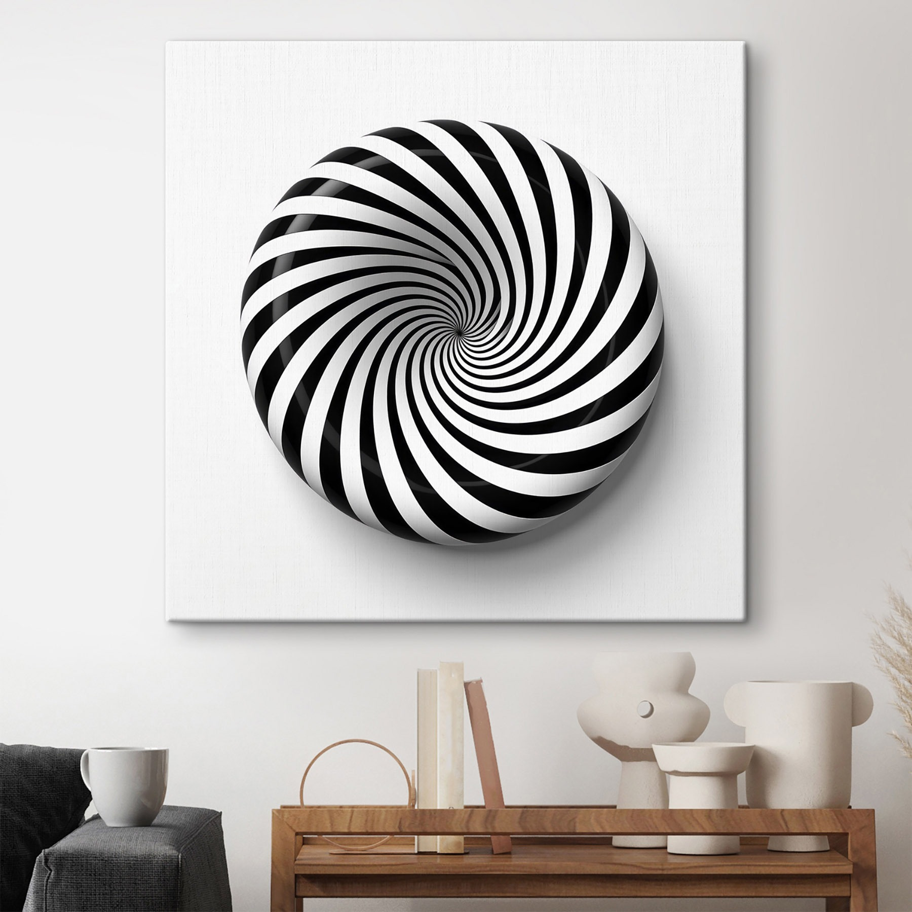 Black and white swirly object