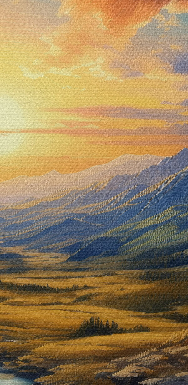 Paysage avec rivière et montagnes Paysage avec rivière et montagnes