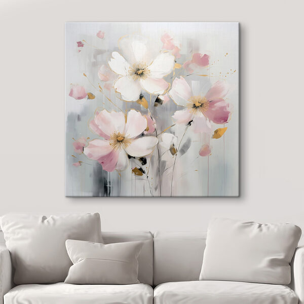 Peinture de fleurs sur fond gris Peinture de fleurs sur fond gris