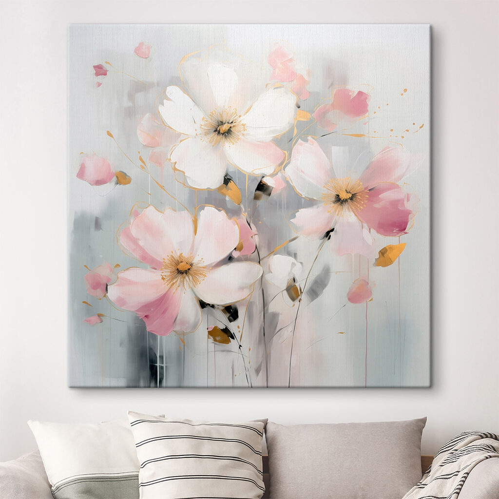 Painting of flowers on a grey background