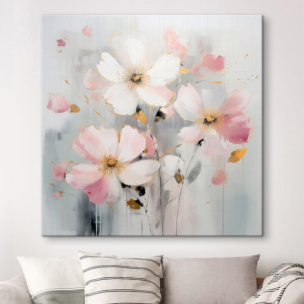 Peinture de fleurs sur fond gris Peinture de fleurs sur fond gris