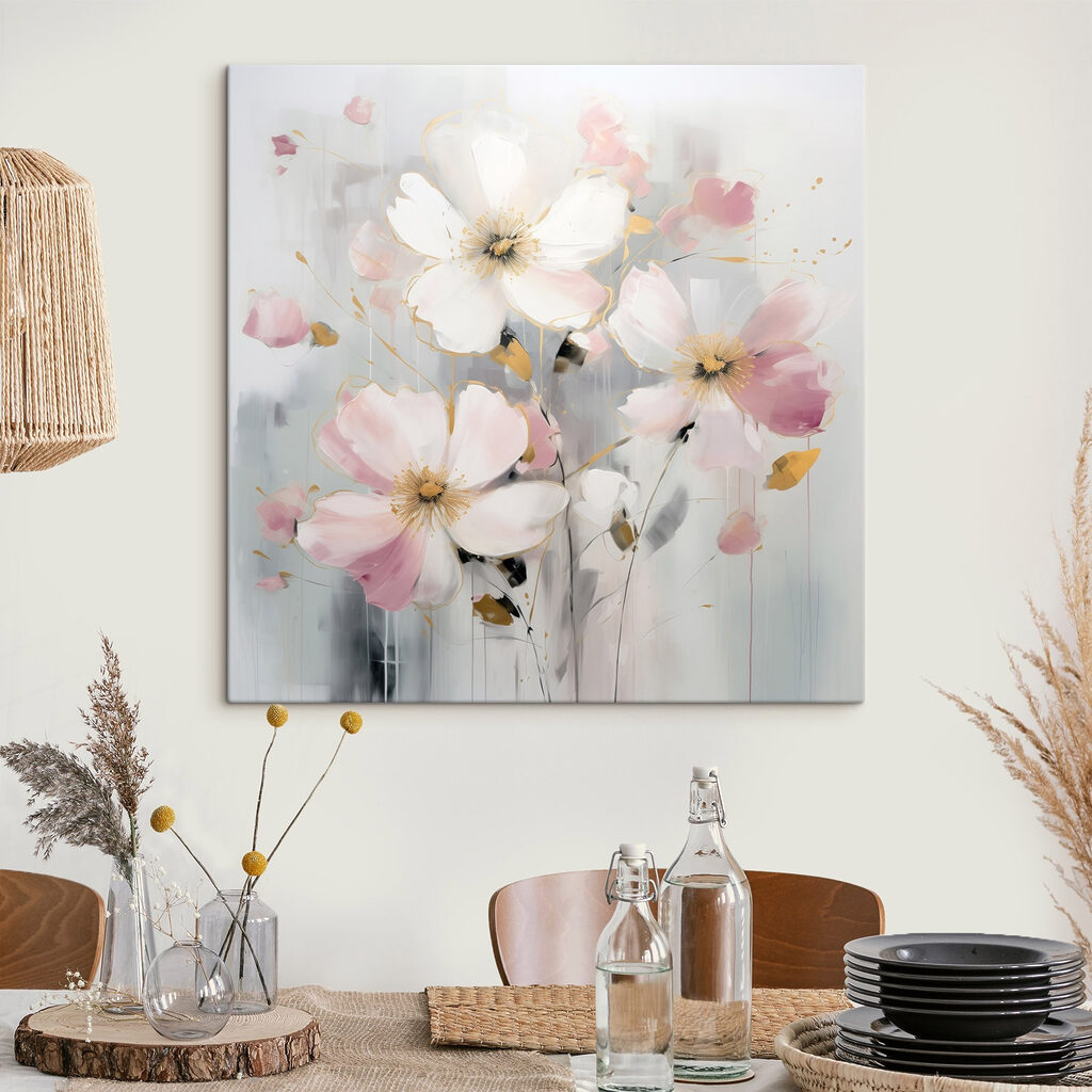 Painting of flowers on a grey background
