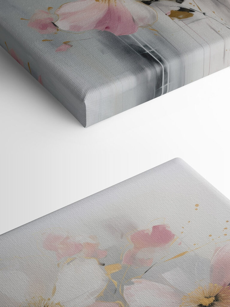 Painting of flowers on a grey background