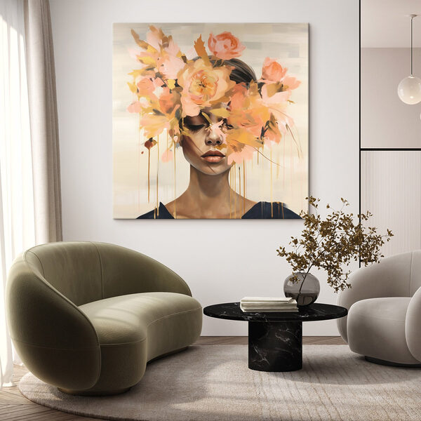 Peinture d'une femme avec des fleurs sur la tête Peinture d'une femme avec des fleurs sur la tête
