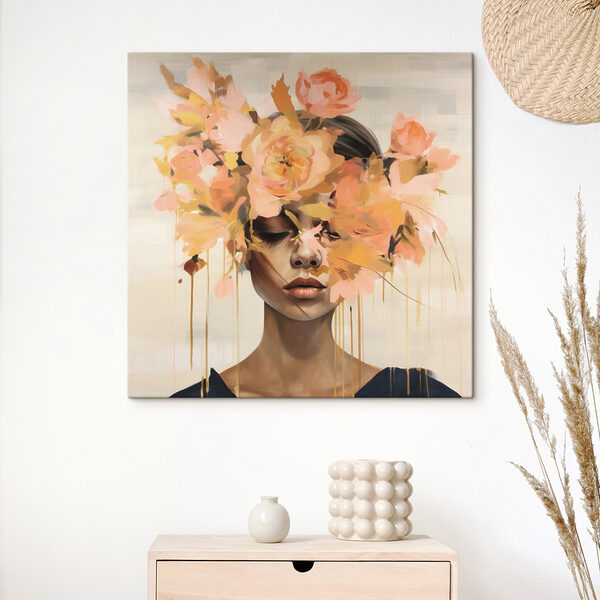 Peinture d'une femme avec des fleurs sur la tête Peinture d'une femme avec des fleurs sur la tête