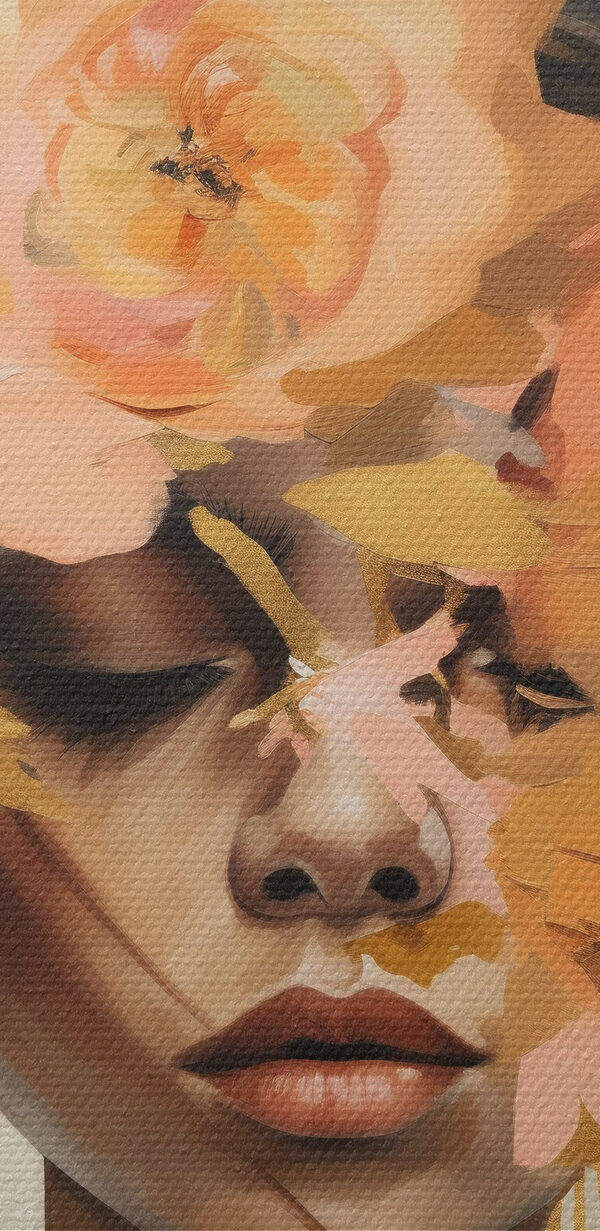 Peinture d'une femme avec des fleurs sur la tête Peinture d'une femme avec des fleurs sur la tête