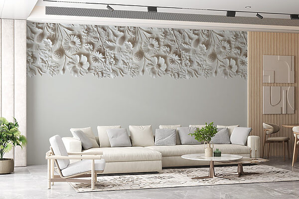 Motif floral blanc sur un mur Motif floral blanc sur un mur