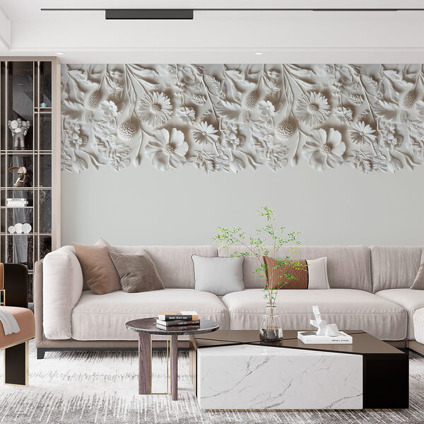 Motif floral blanc sur un mur Motif floral blanc sur un mur