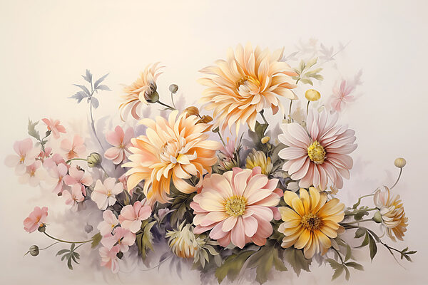 Peinture de fleurs sur fond blanc Peinture de fleurs sur fond blanc
