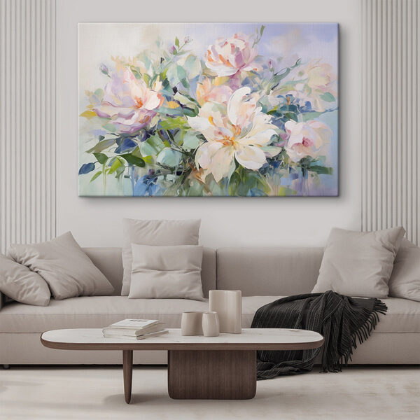 Peinture de fleurs sur fond bleu Peinture de fleurs sur fond bleu