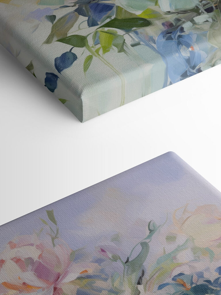 Painting of flowers on a blue background