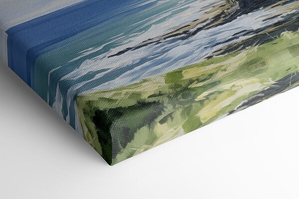 Peinture d'un paysage avec une falaise et de l'eau Peinture d'un paysage avec une falaise et de l'eau