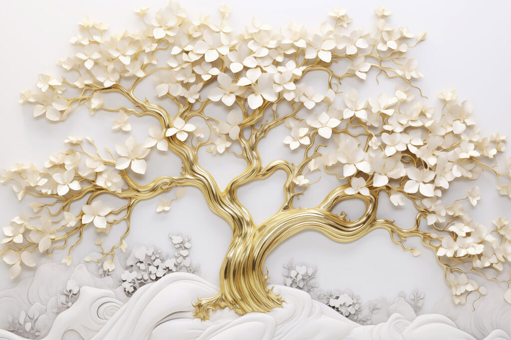 Arbre avec des feuilles et des fleurs blanches s43388p 1024x683 - Arbre avec des feuilles et des fleurs blanches