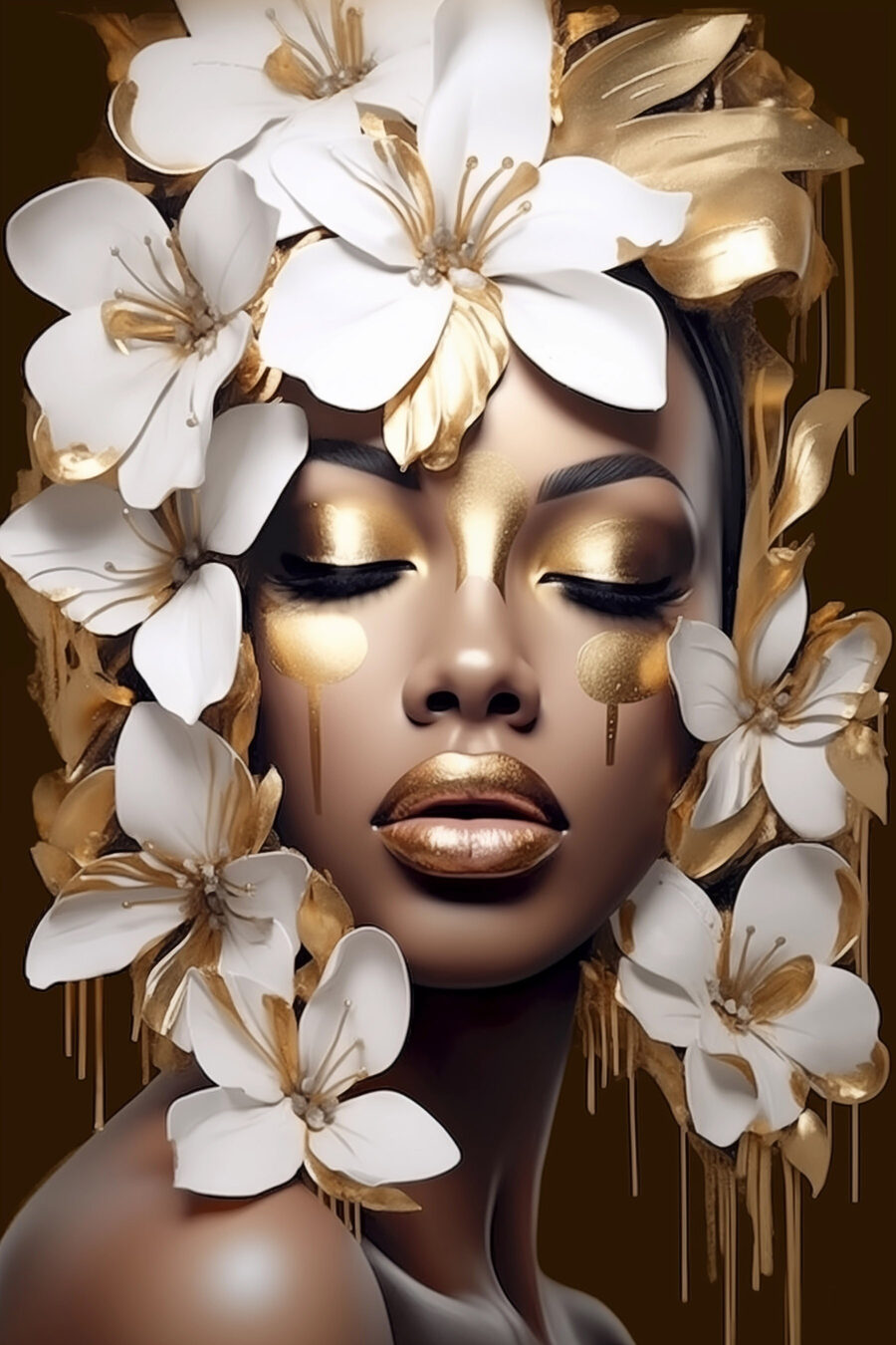 Une beauté éthérée parée de fleurs Une beauté éthérée parée de fleurs