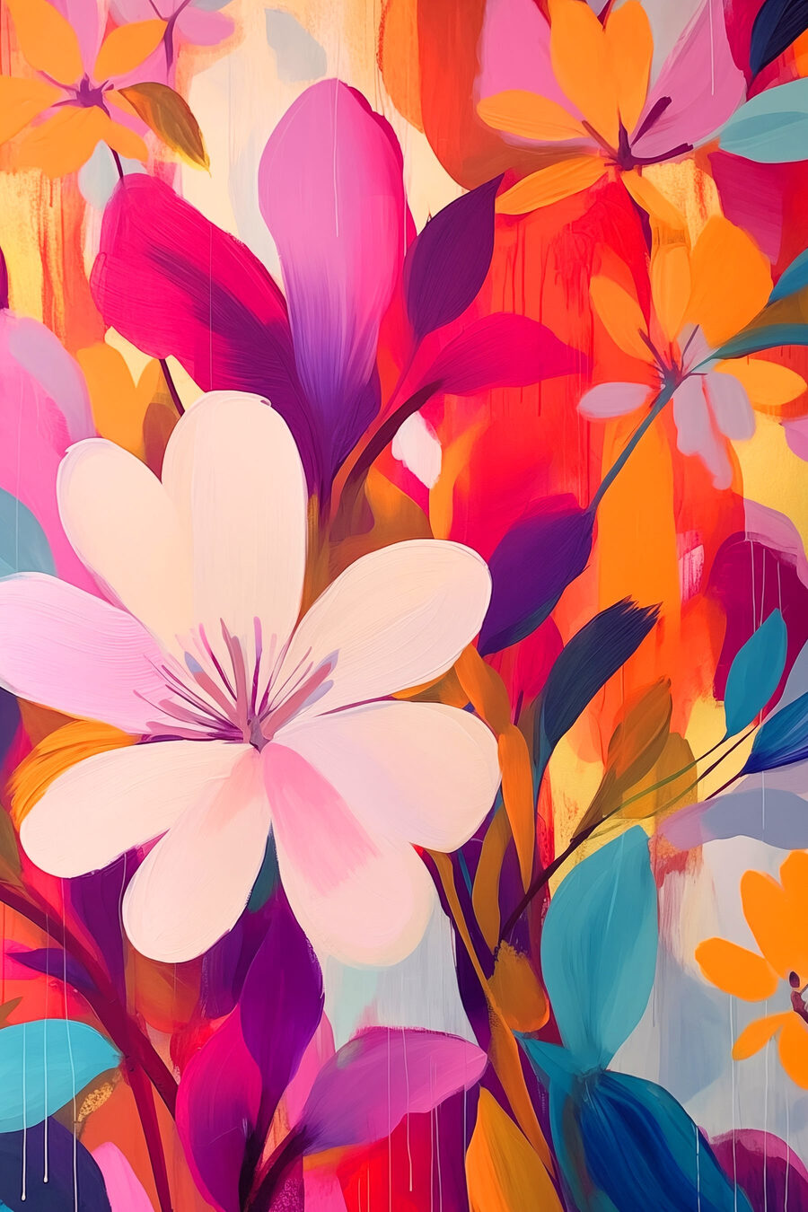 Peinture de fleurs et de feuilles