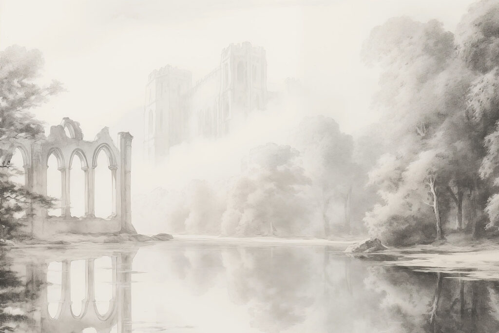 Water body with a castle in the background