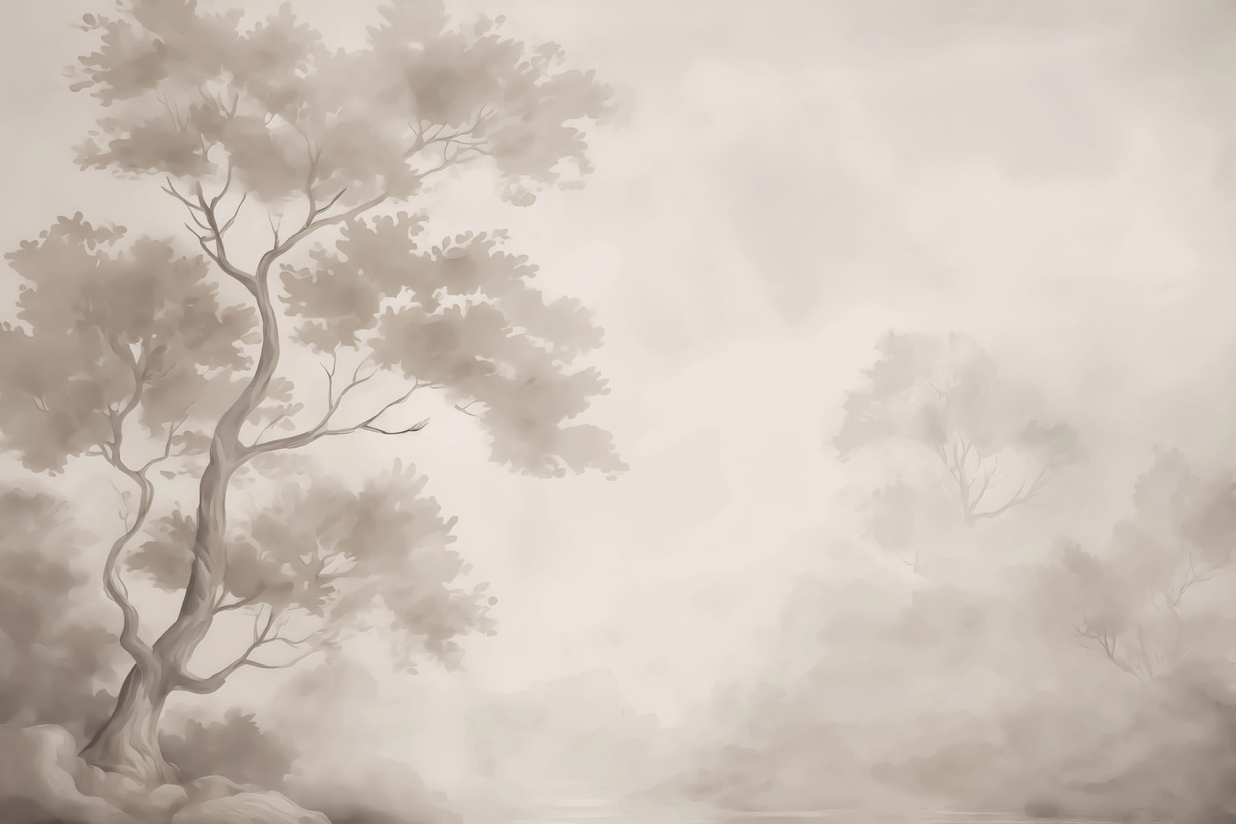 Tree in fog with clouds Tree in fog with clouds