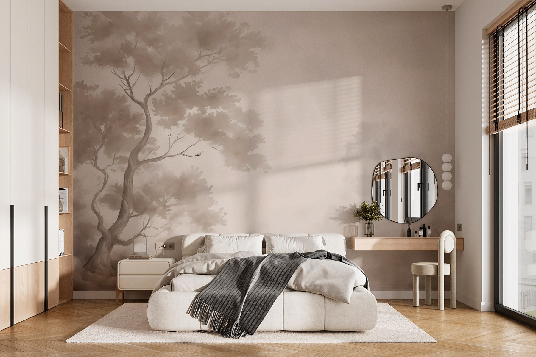 Tree in fog with clouds Tree in fog with clouds