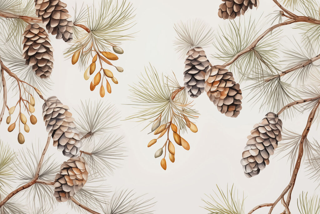 Motif des pommes de pin et des aiguilles Motif des pommes de pin et des aiguilles