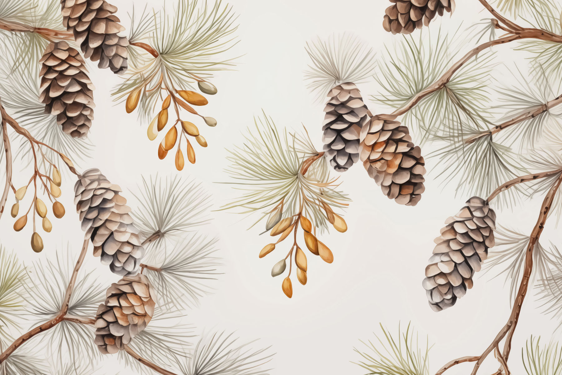 Pattern of pine cones and needles Pattern of pine cones and needles