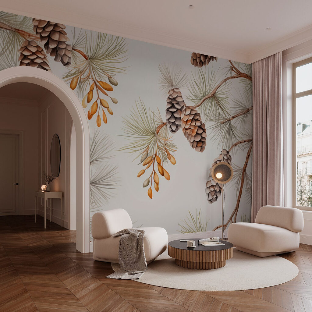 Pattern of pine cones and needles Pattern of pine cones and needles