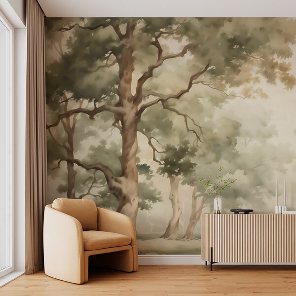 Aquarelle d'arbres et d'une rivière Aquarelle d'arbres et d'une rivière