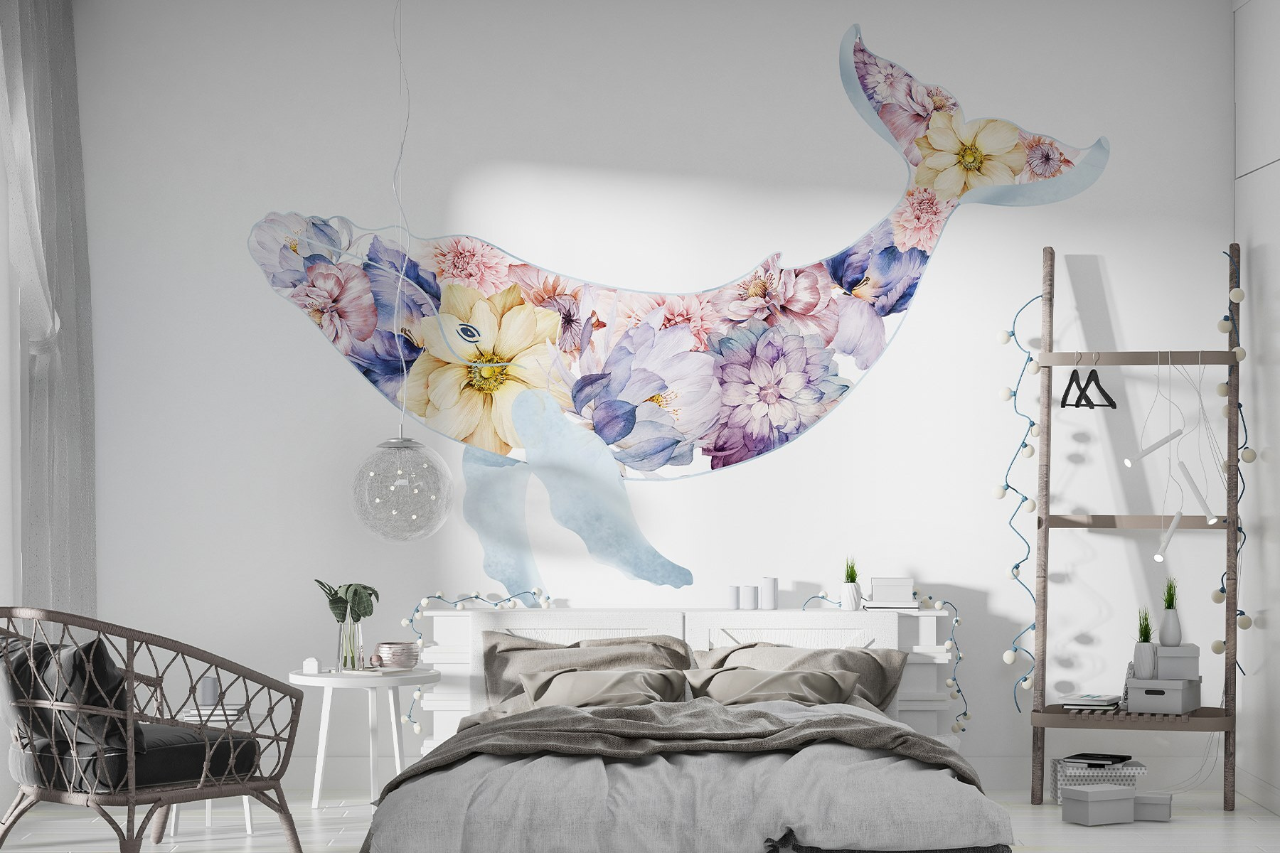 Whale with flowers on it