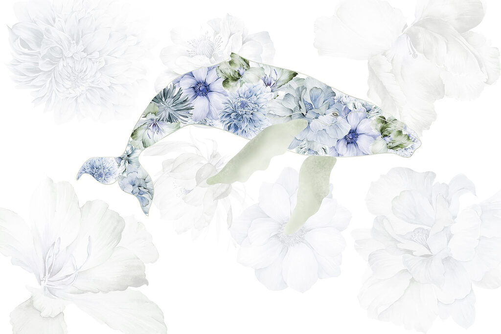 Baleine avec des fleurs Baleine avec des fleurs