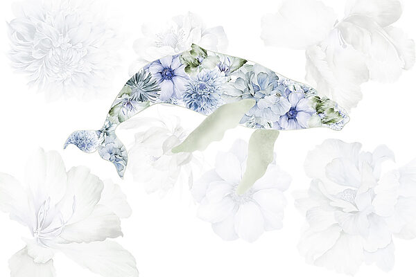 Baleine avec des fleurs Baleine avec des fleurs