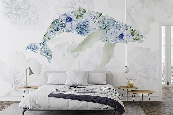 Baleine avec des fleurs Baleine avec des fleurs