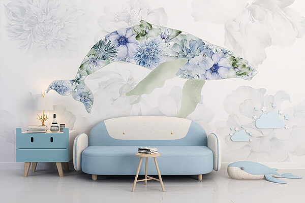 Baleine avec des fleurs Baleine avec des fleurs