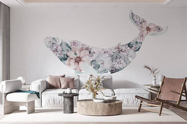 Baleine avec des fleurs Baleine avec des fleurs