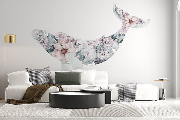 Baleine avec des fleurs Baleine avec des fleurs