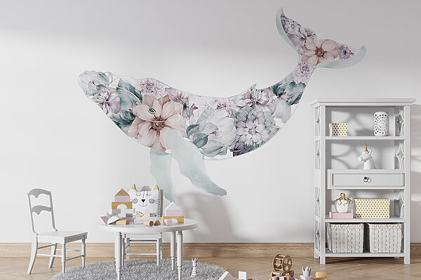 Baleine avec des fleurs Baleine avec des fleurs