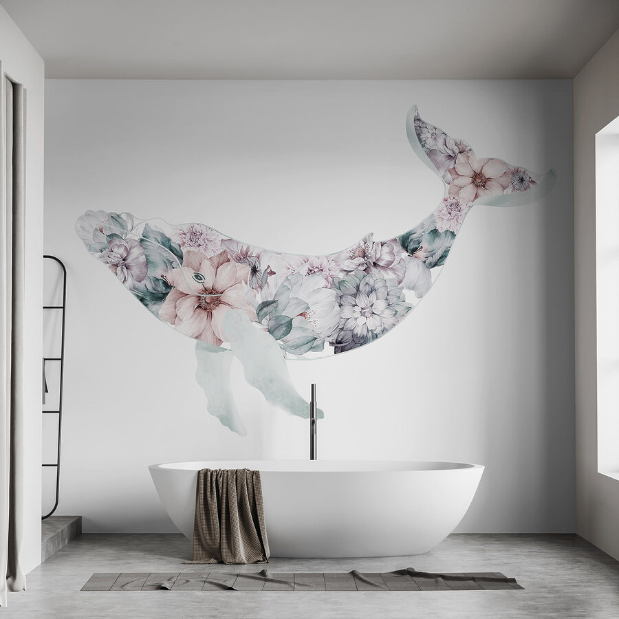 Baleine avec des fleurs