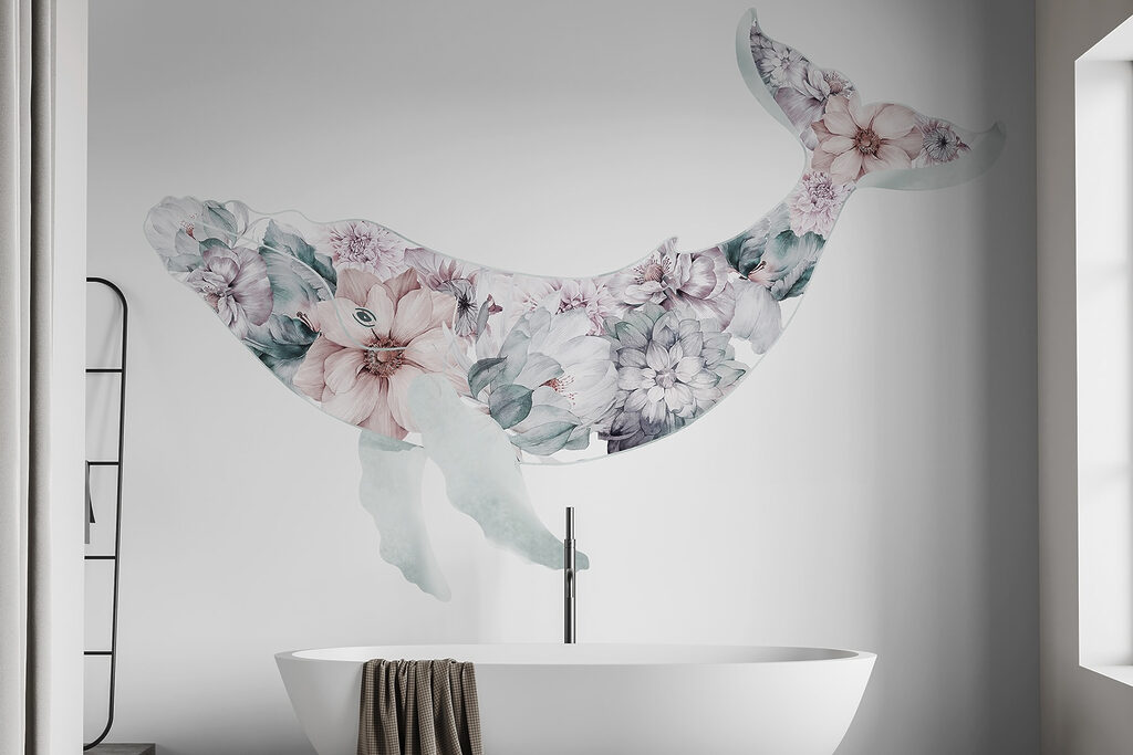 Whale with flowers on it