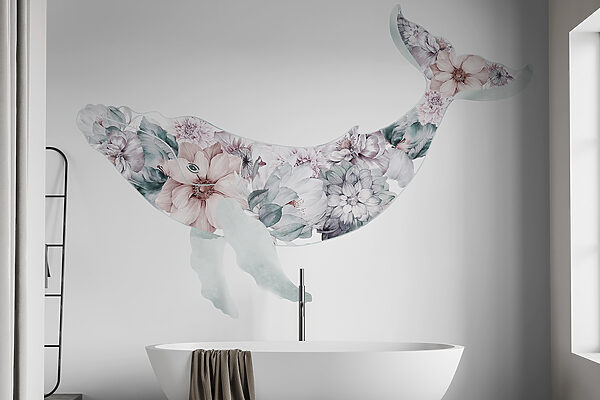 Baleine avec des fleurs Baleine avec des fleurs