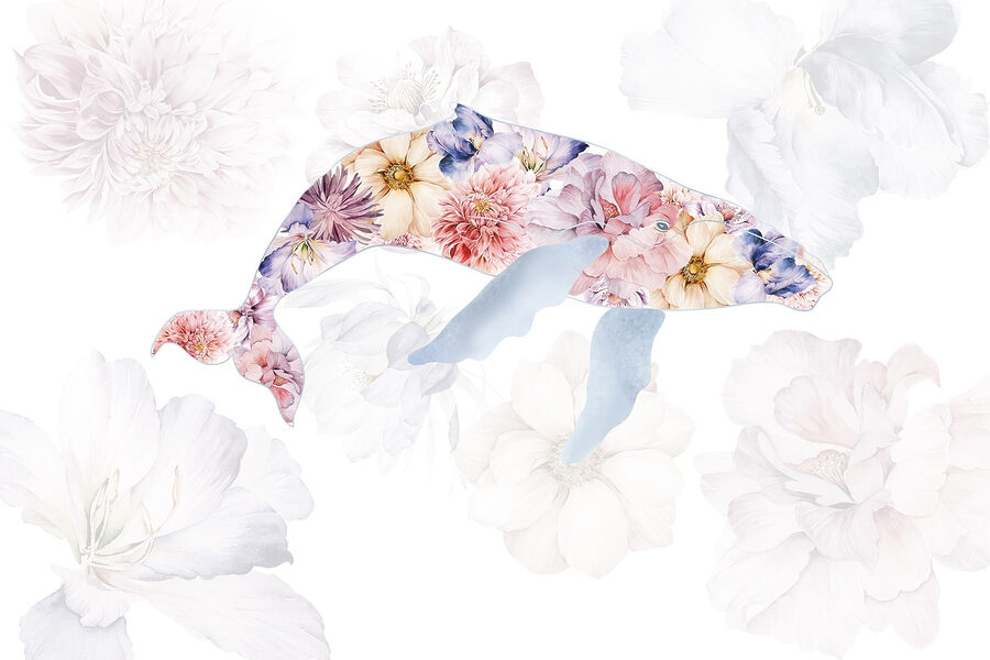 Dauphin avec des fleurs Dauphin avec des fleurs
