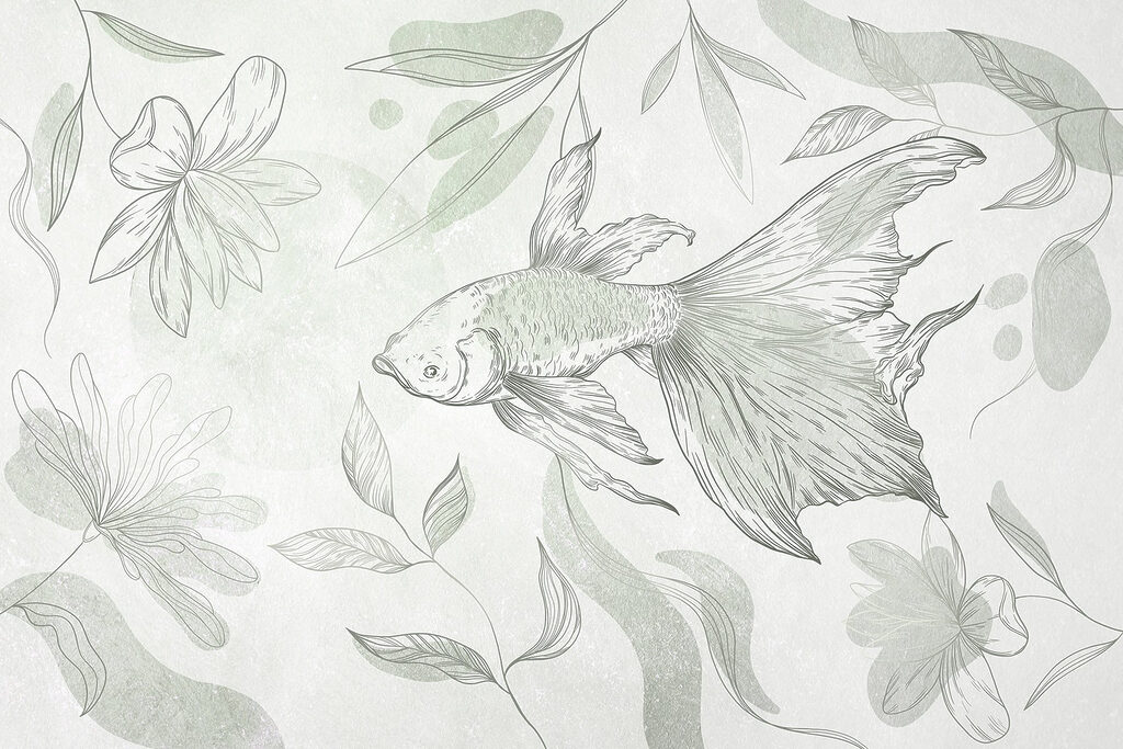 Poissons et plantes sur un mur Poissons et plantes sur un mur